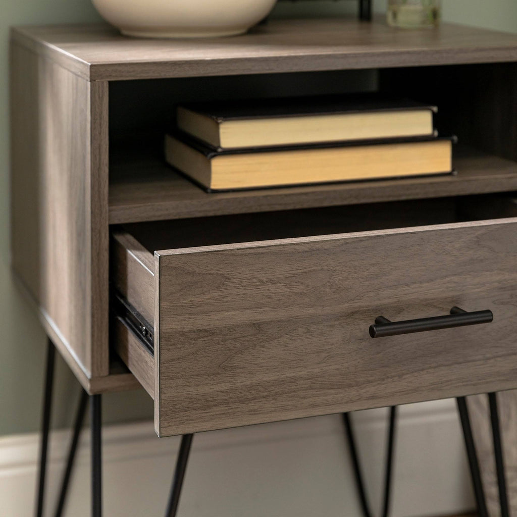 18-inch 1-Drawer Hairpin Side Table - Slate Grey U679409