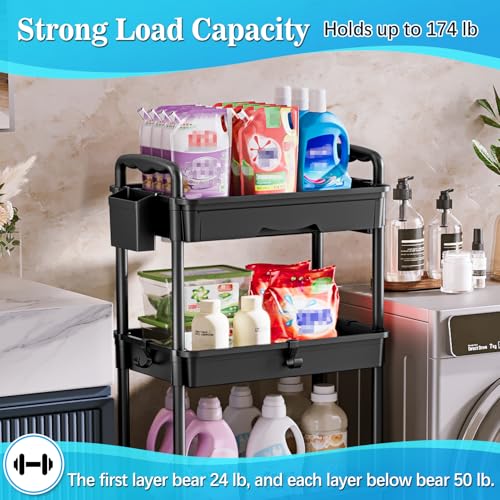 3-Tier Rolling Cart with Drawer & Lockable Wheels Y2227