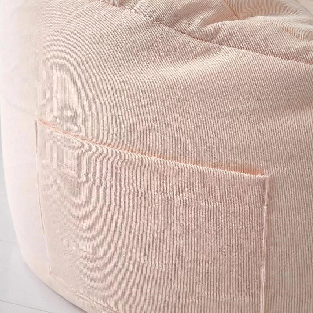 Pink Soft Plush Corduroy Bean Bag Chair with Pocket C852135