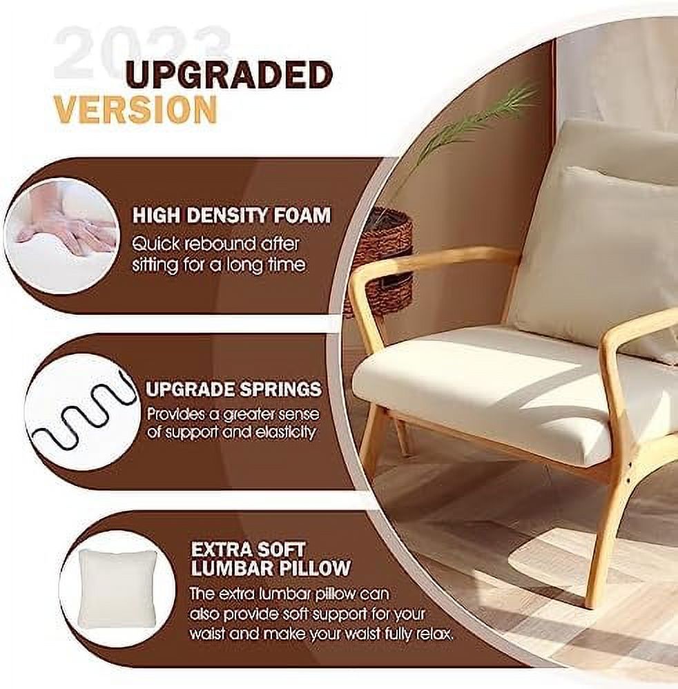 Accent Chair with Lumbar Pillow Upholstered Linen Fabric L83790