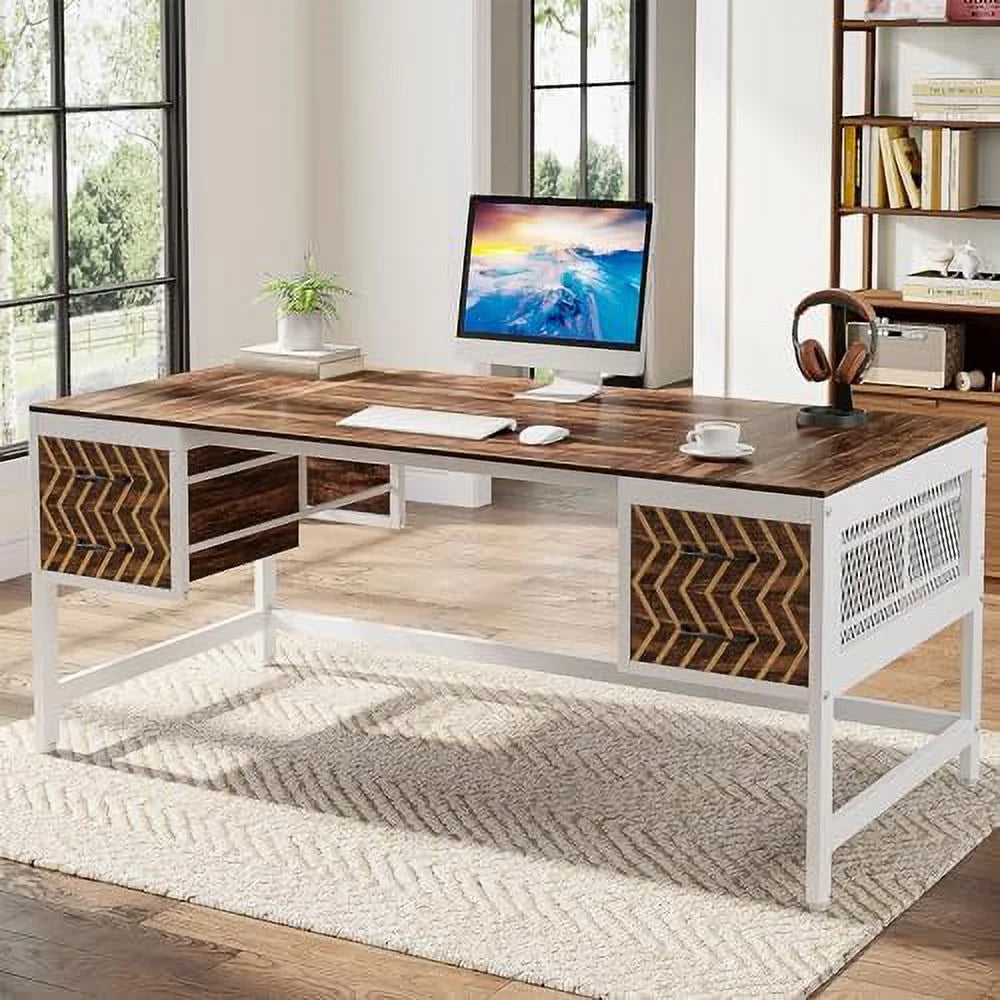 Home Office Desk with Drawers 63" Computer Desk N309