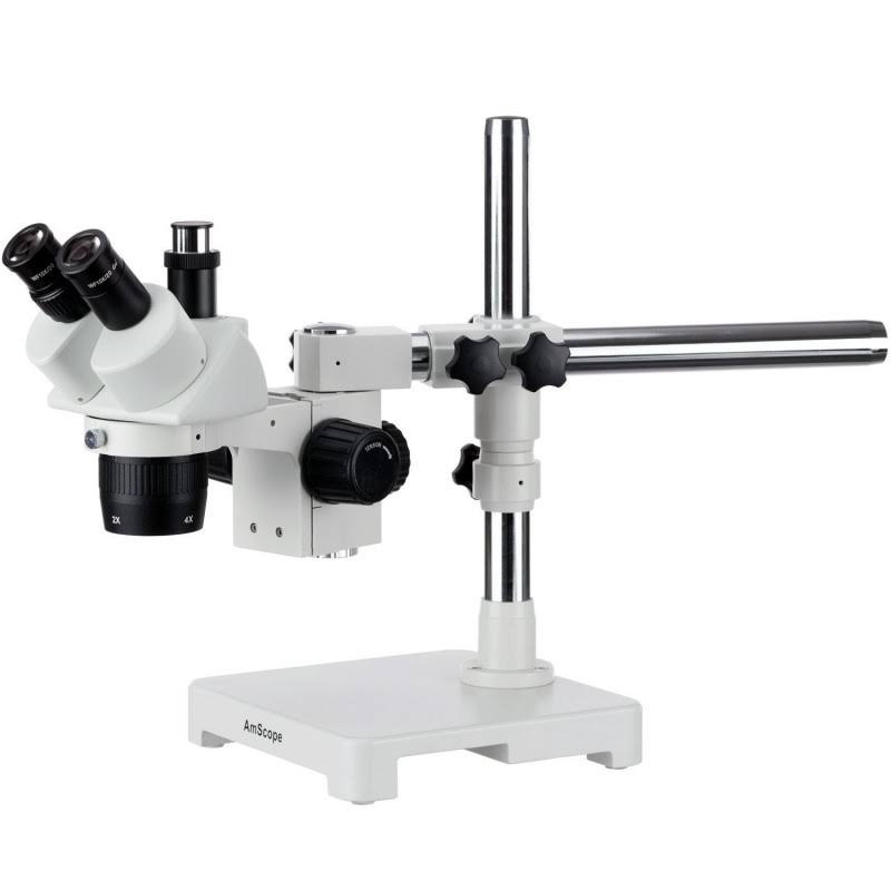 Trinocular Stereo Microscope, 20X/40X/80X Magnification, Single-Arm Boom Stand J5591