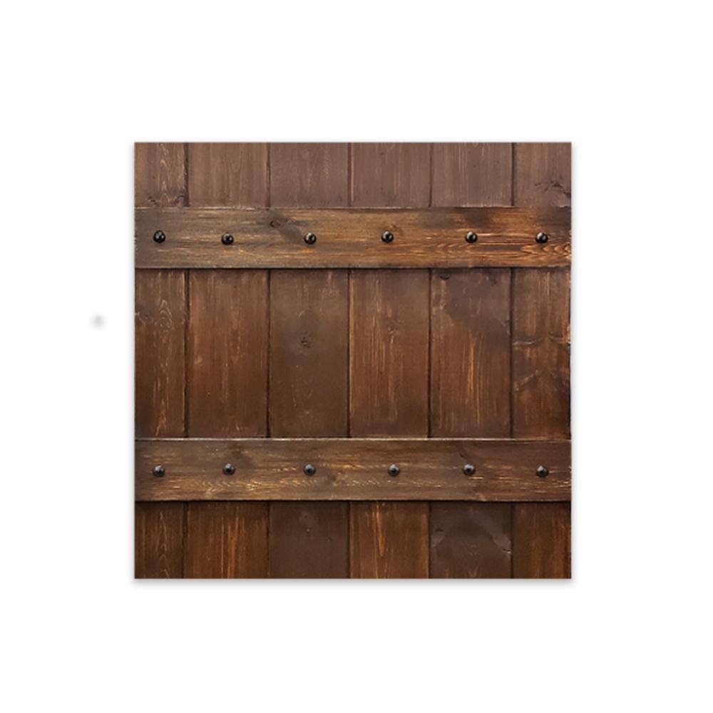 Brown Stained Solid Pine Wood Interior Sliding Barn Door with Hardware Kit R280808