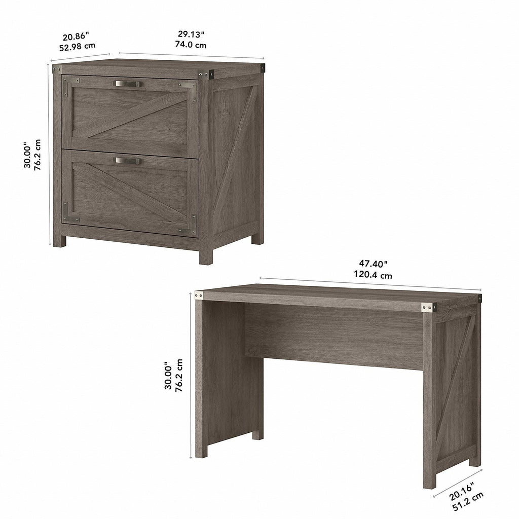 Farmhouse Writing Desk with 2 Drawer Lateral File Cabinet L487805