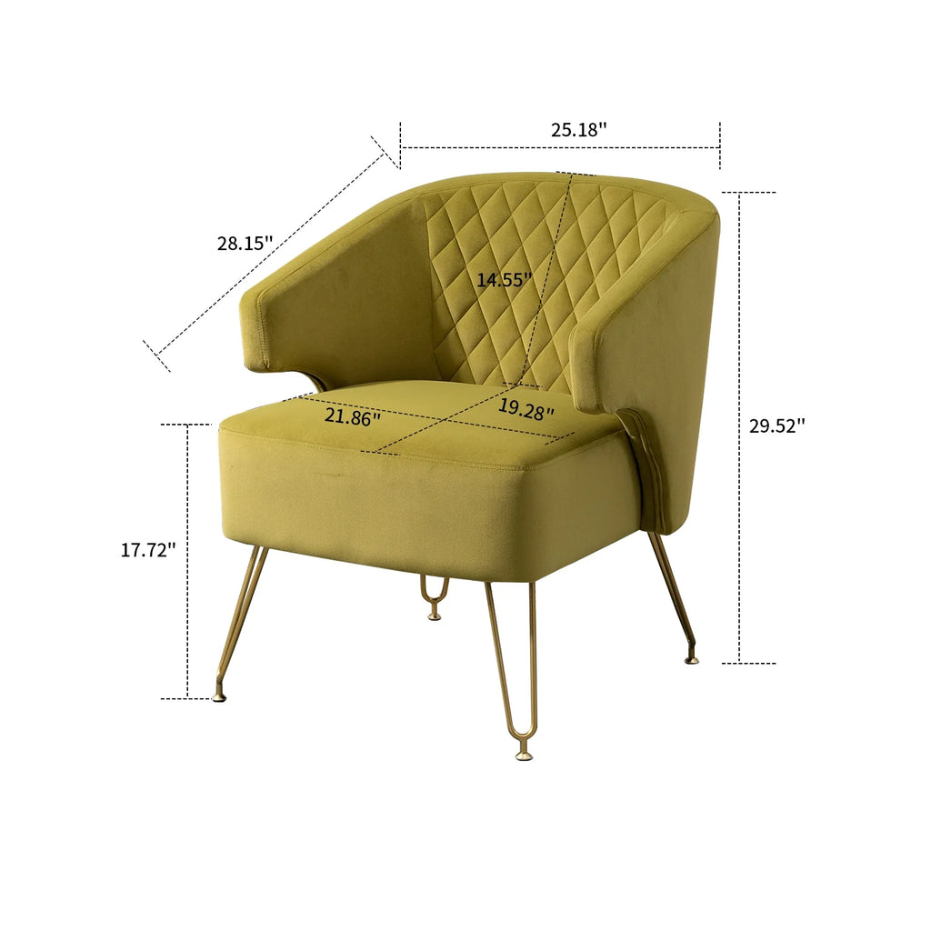 Velvet Upholstered Accent Chair with Metal Legs B763
