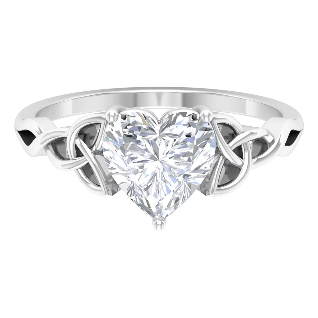 2 CT Heart Shaped Moissanite Solitaire Gold Engagement Ring, 925 Sterling Silver V248967