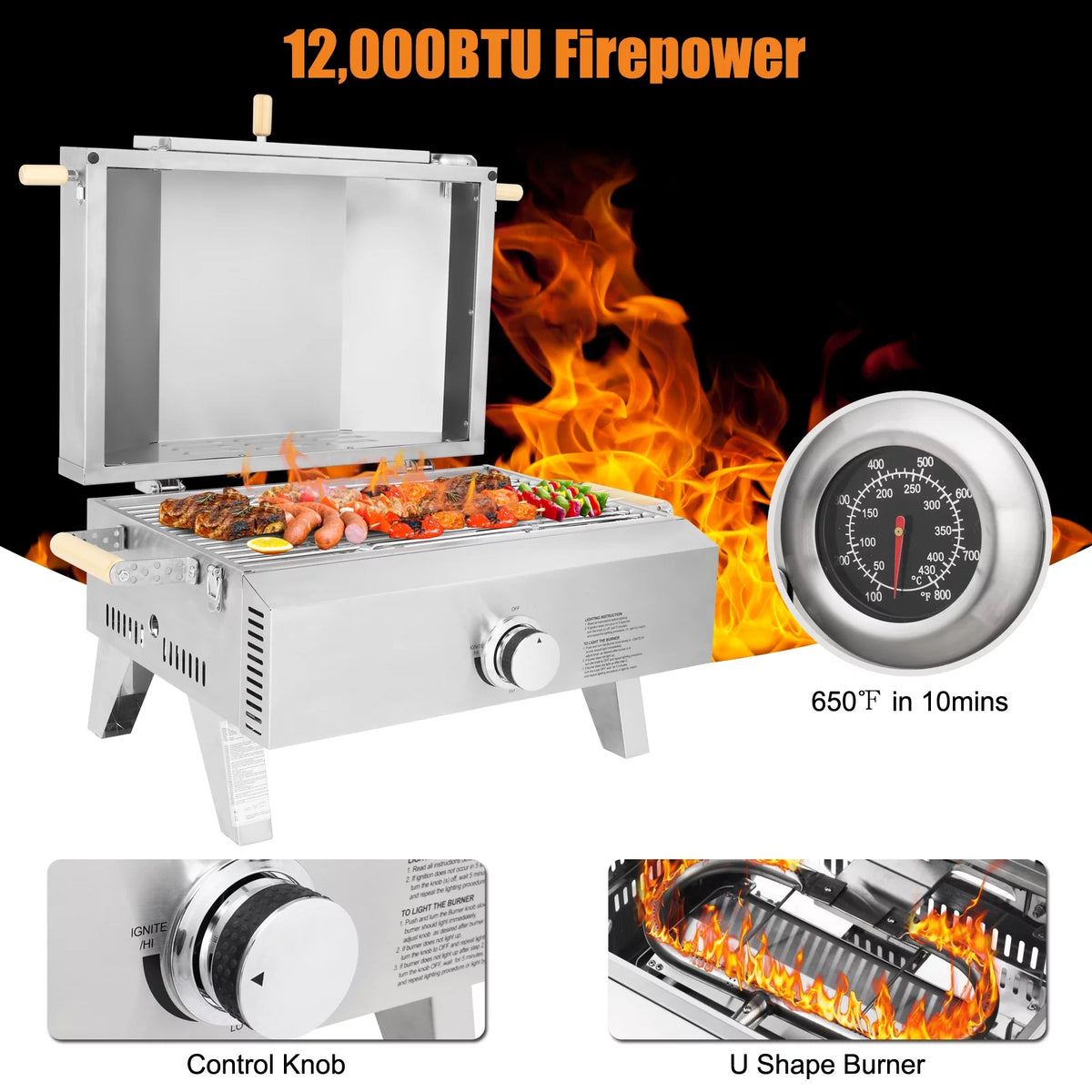 12 Inch 2-in-1 Gas Pizza Oven & Propane Grill A474361