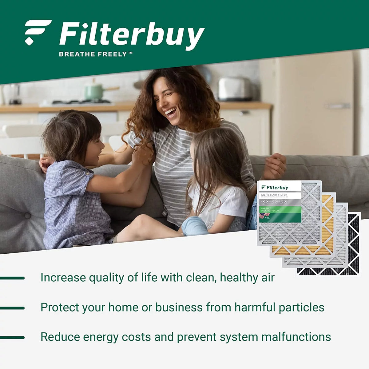 16x25x5 MERV 13 Pleated HVAC Air Filters 4-Pack X3682