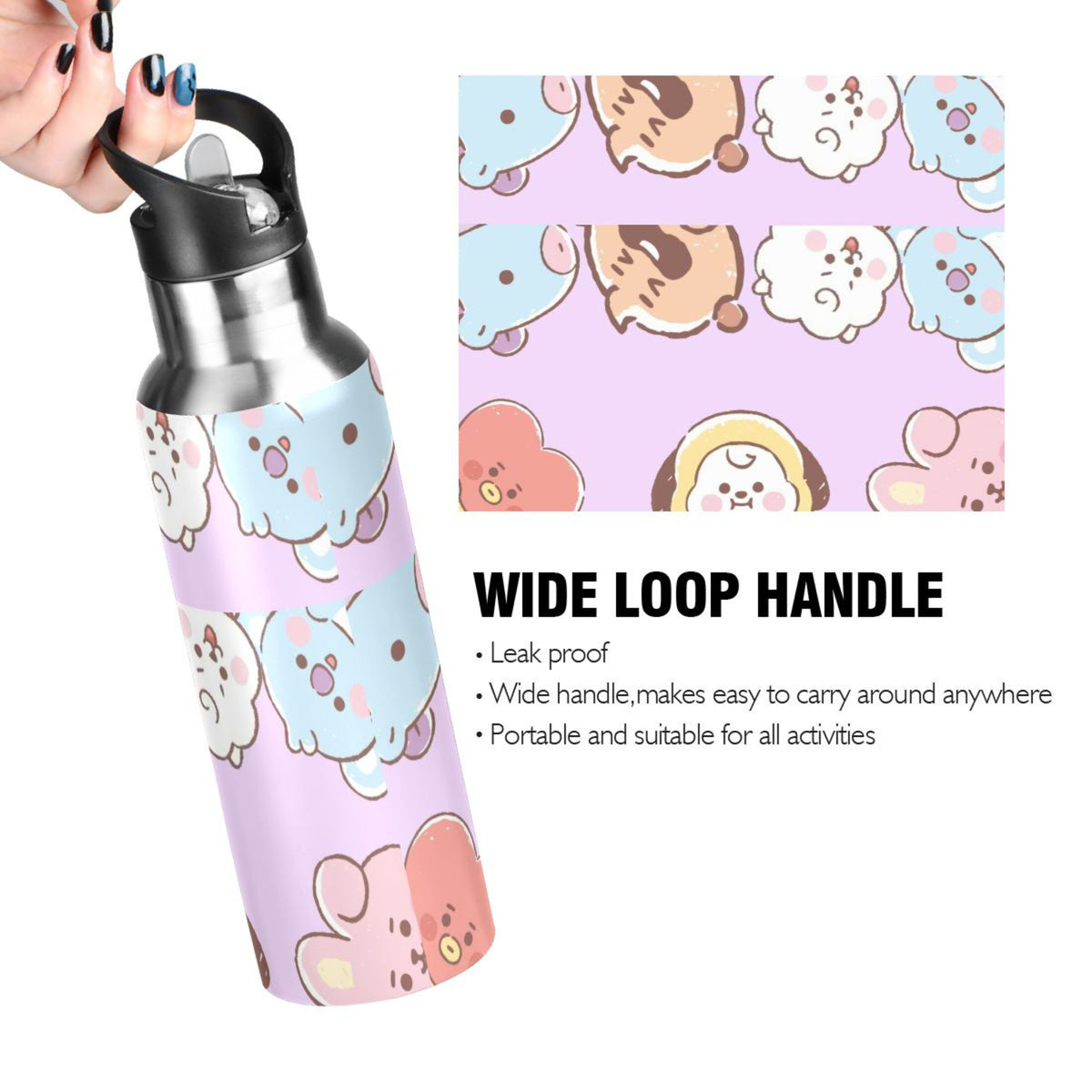 Stainless Steel Insulated Water Bottle with Straw Lid Q315