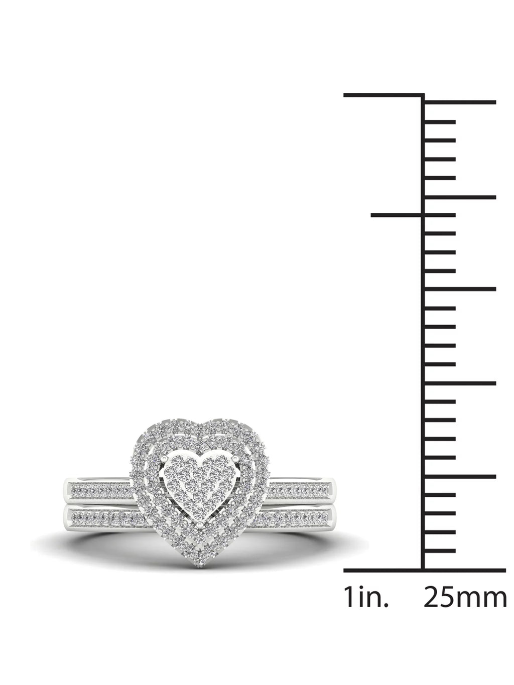 1/3Ct Diamond S925 Sterling Silver Heart Bridal Set B46331