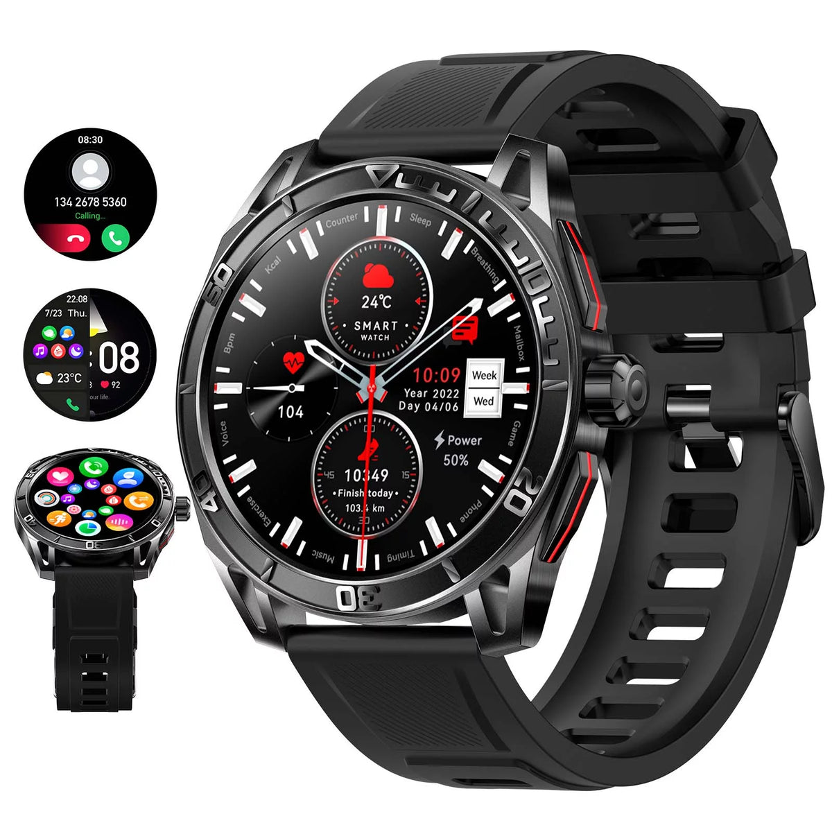 Smart Watch for Men 1.43'' HD AMOLED Screen Fitness Tracker Y95929