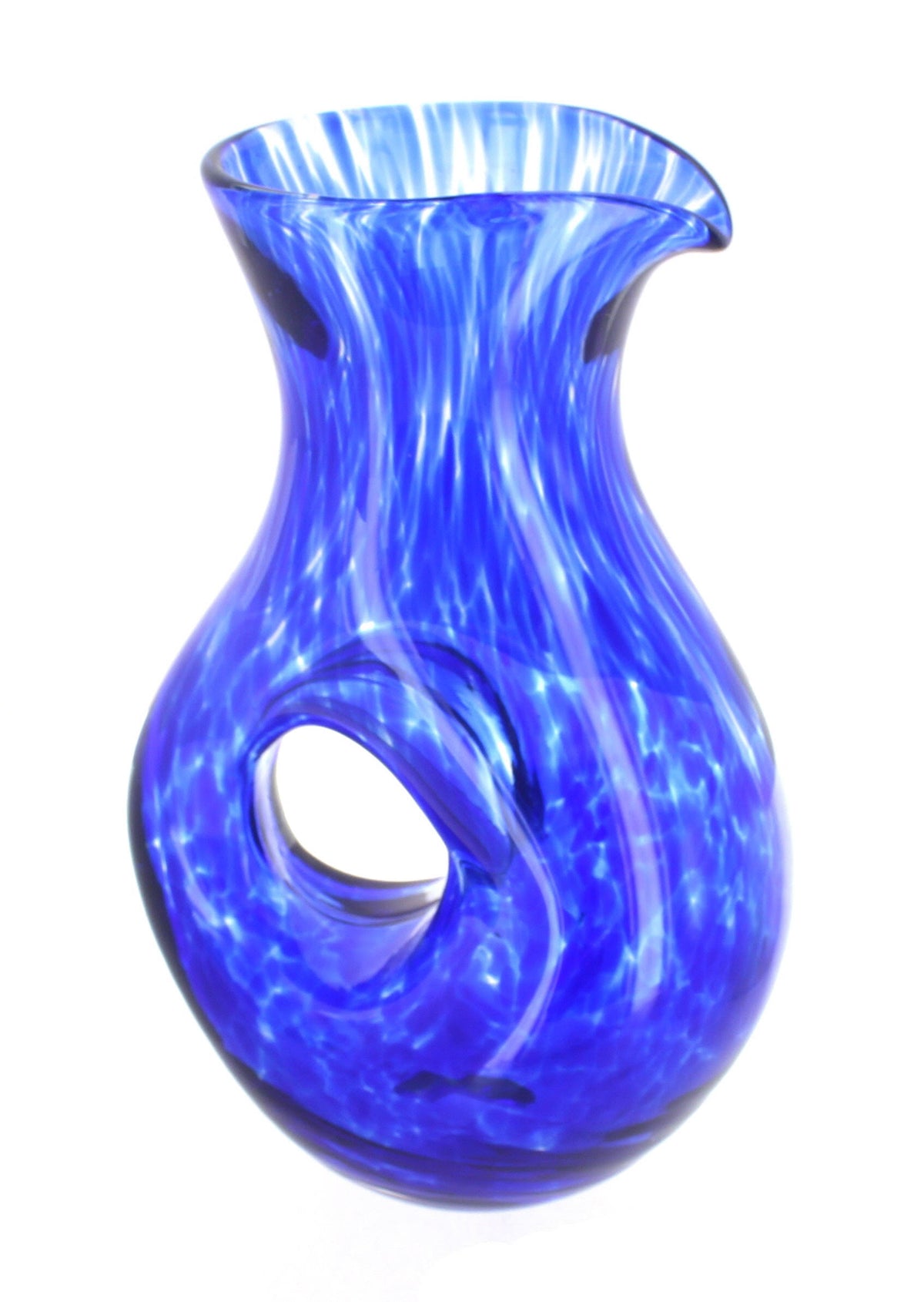 Blue Rose Polish Pottery Cobalt Confetti Tuscany Pierced Pitcher Y6797