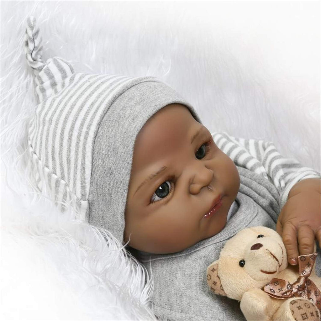 African American Twins Reborn Baby Dolls Silicone Vinyl Full Body Lifelike Waterproof Bathable Dolls T63322
