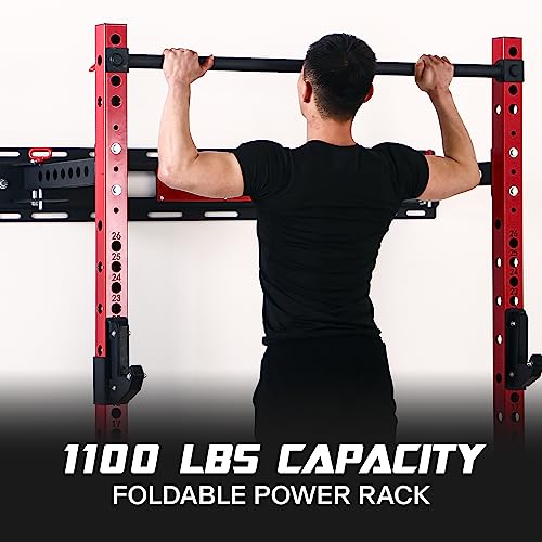 Wall Mounted Folding Squat Power Rack with Pull Up Bar D878138