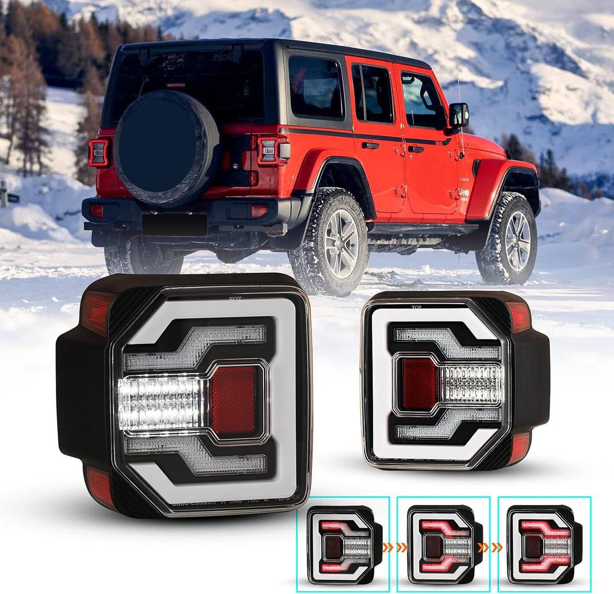 Smoked Lens LED Tail Light Assembly for Jeep Wrangler JL T1660
