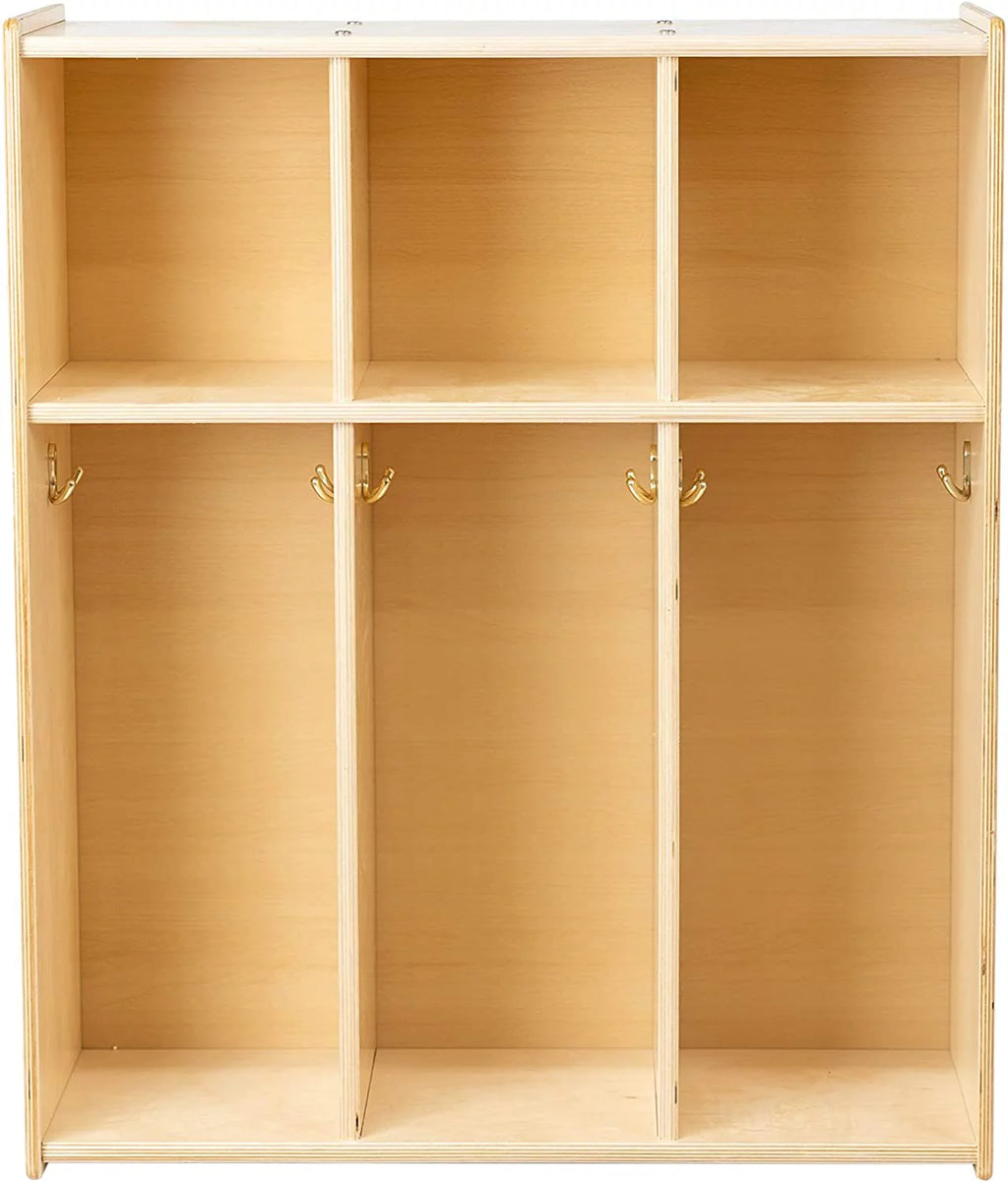 Wooden 3-Section Coat Locker Cubby Rack Q931349