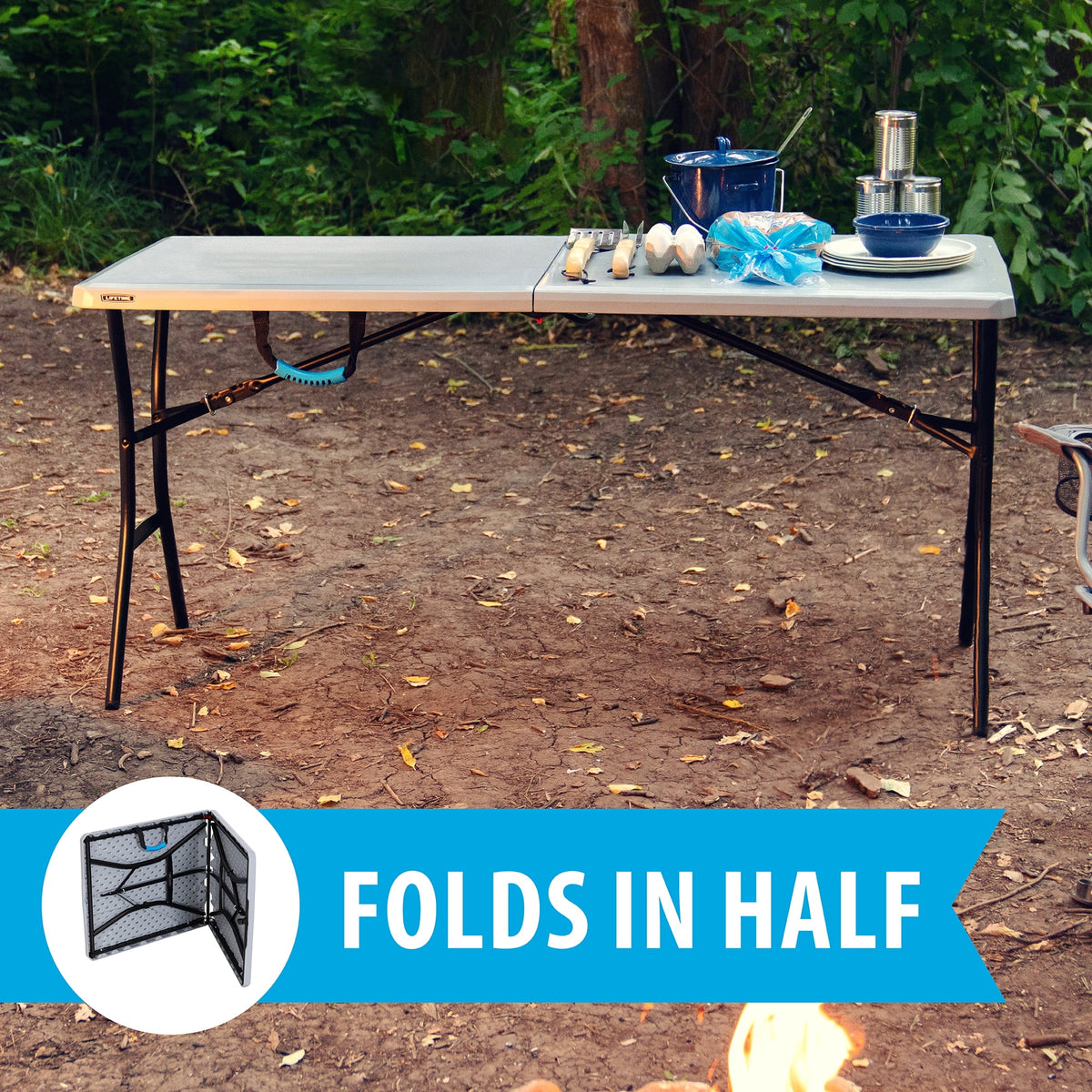5 Foot Rectangle Fold-in-Half Table Gray I9379