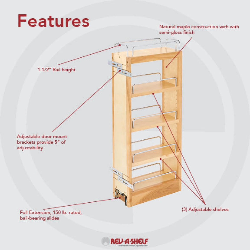 5-Inch Wood Pull Out Wall Cabinet Organizer O984
