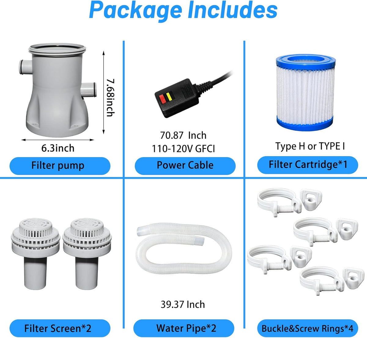 330 Gallon Pool Filter Pump with GFCI, 110v-120v, 1 Filter Cartridge L427