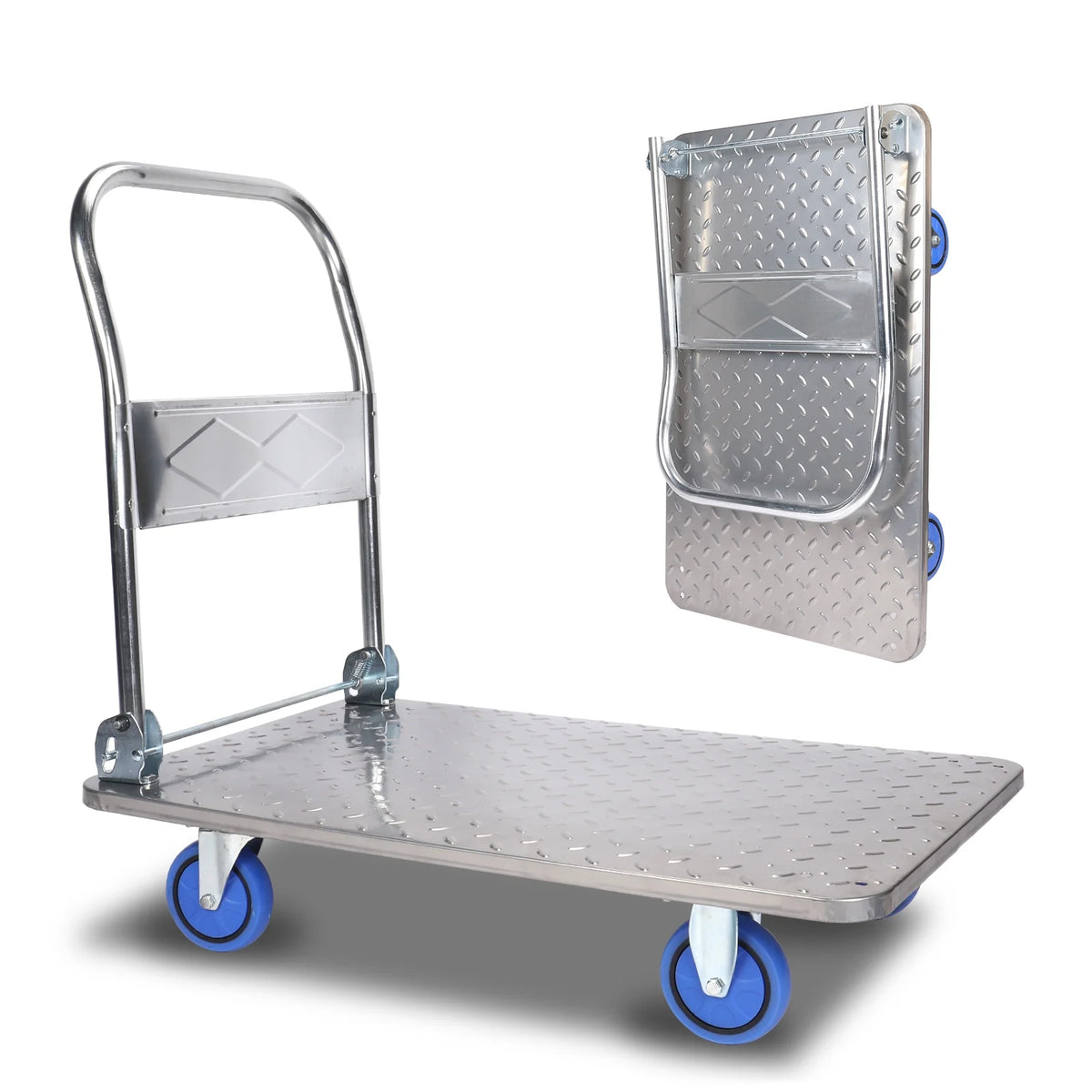 Steel Plate Platform Cart, 2200 lb Capacity, 360 Degree Swivel Wheels, Foldable, 35x22.8x33 Inches F2051
