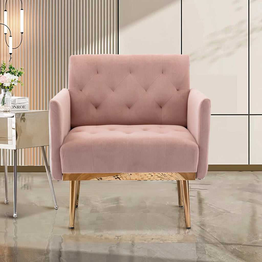 Green Velvet Upholstered Accent Chair with Metal Legs J718