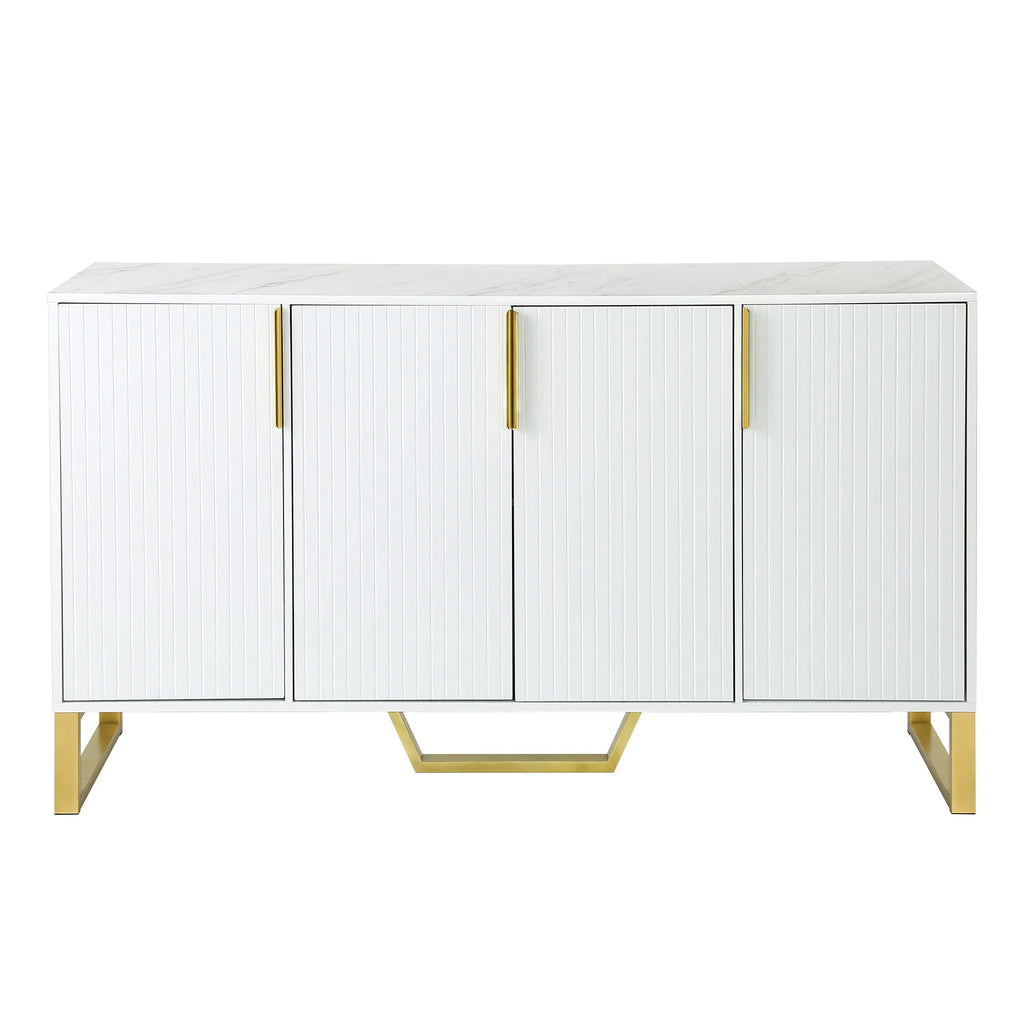 White 4 Door Buffet Sideboard with Metal Legs J19251