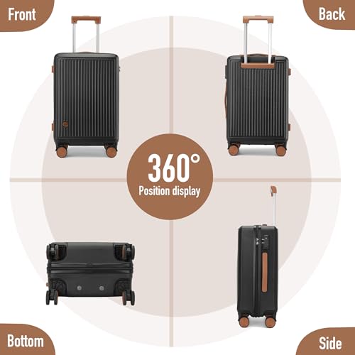 Black 20-Inch Hardside Carry-on Luggage with Spinner Wheels Y658