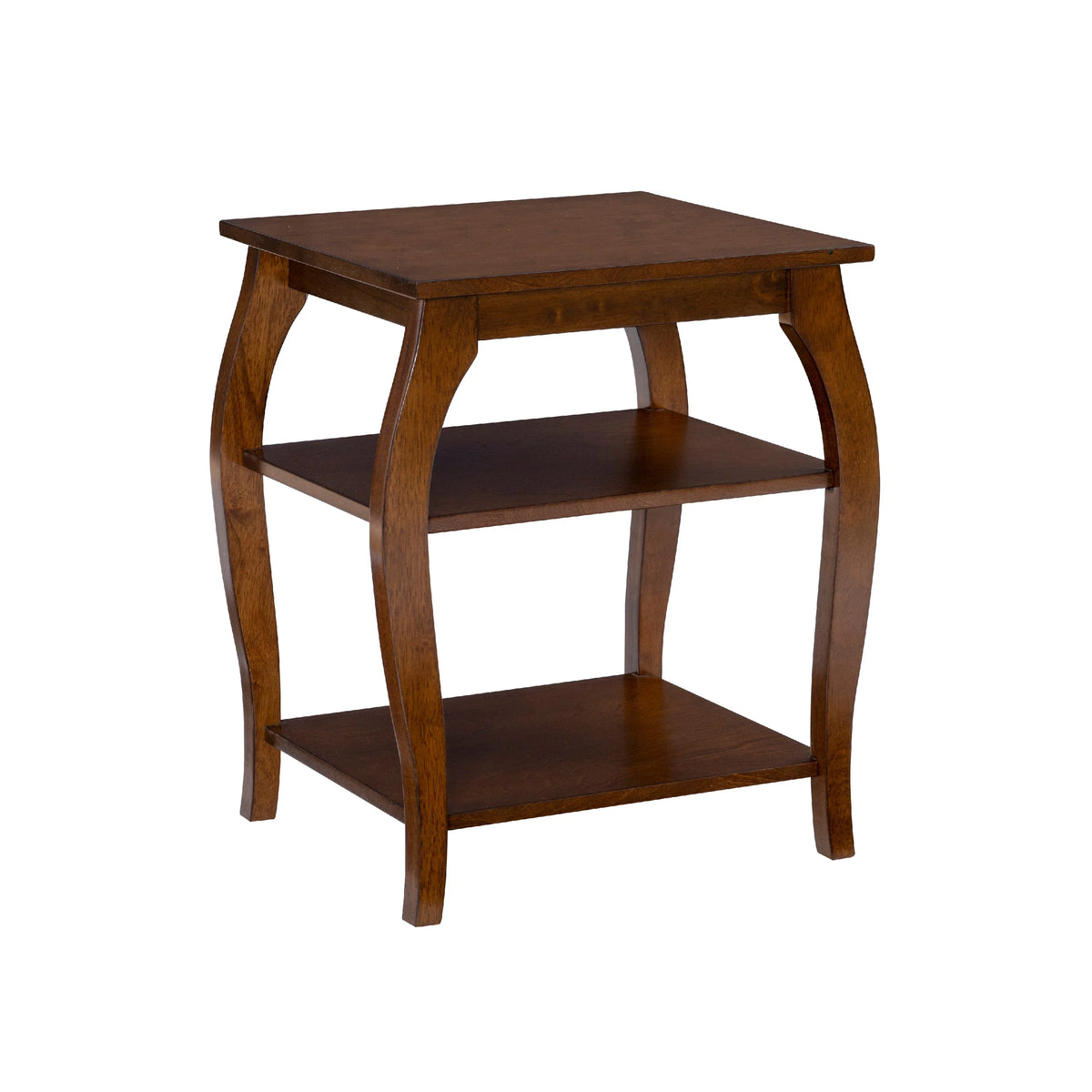 2- Shelf Indoor Accent Side Table, 23" Tall, Hazelnut J519