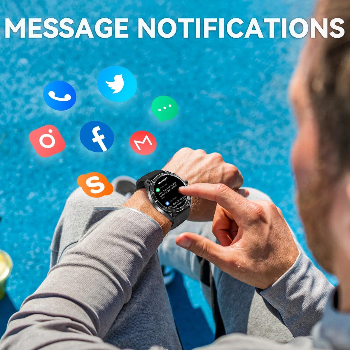 Smart Watch for Men 1.43'' HD AMOLED Screen Fitness Tracker Y95929