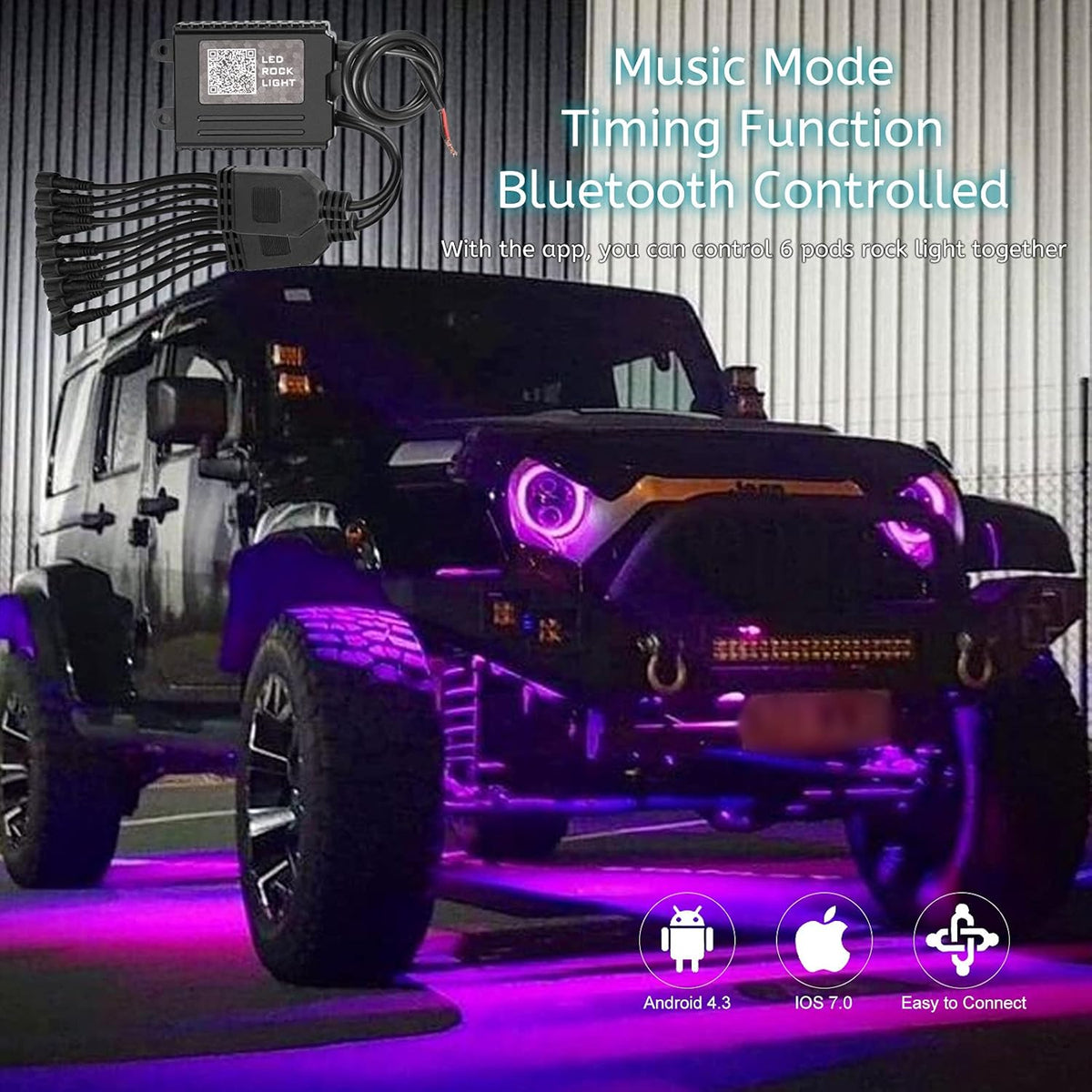12 Pods Multicolor Waterproof LED Car Light Kit T664
