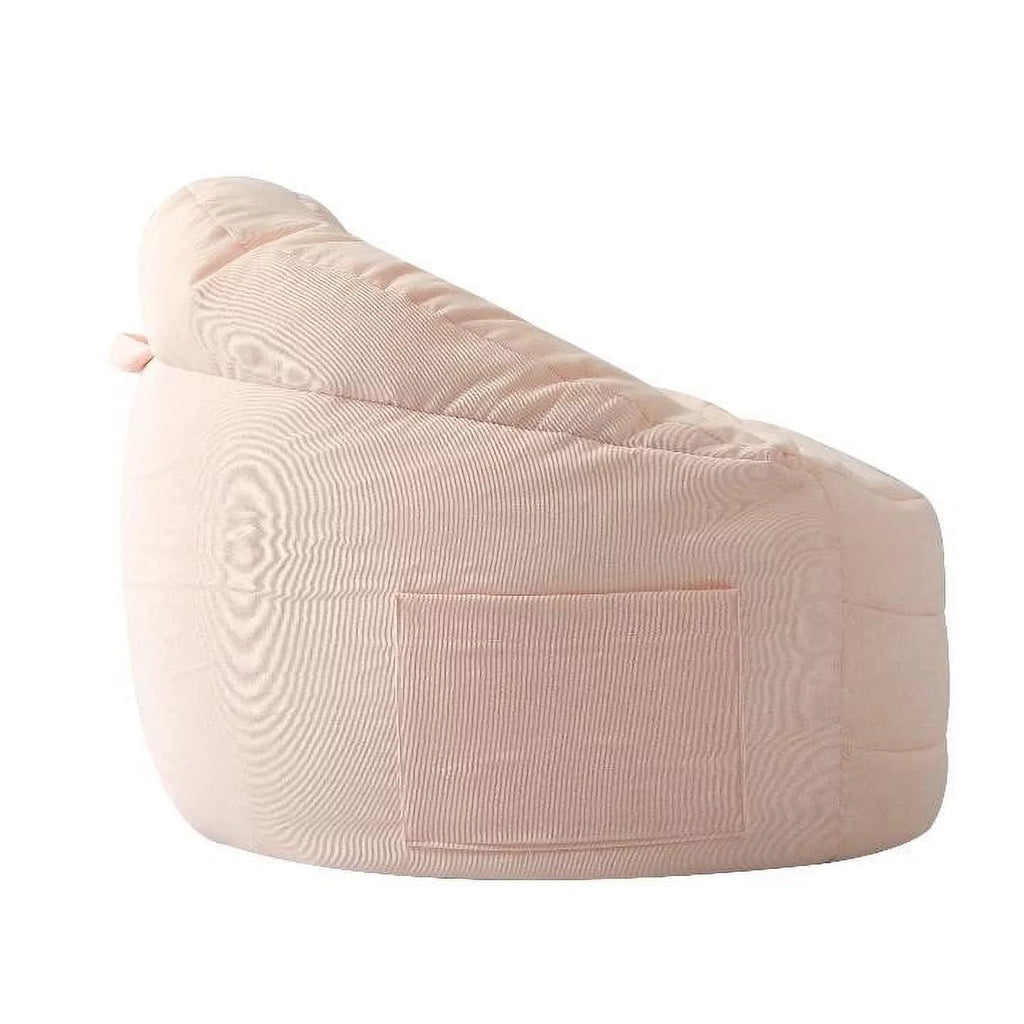 Pink Soft Plush Corduroy Bean Bag Chair with Pocket C852135
