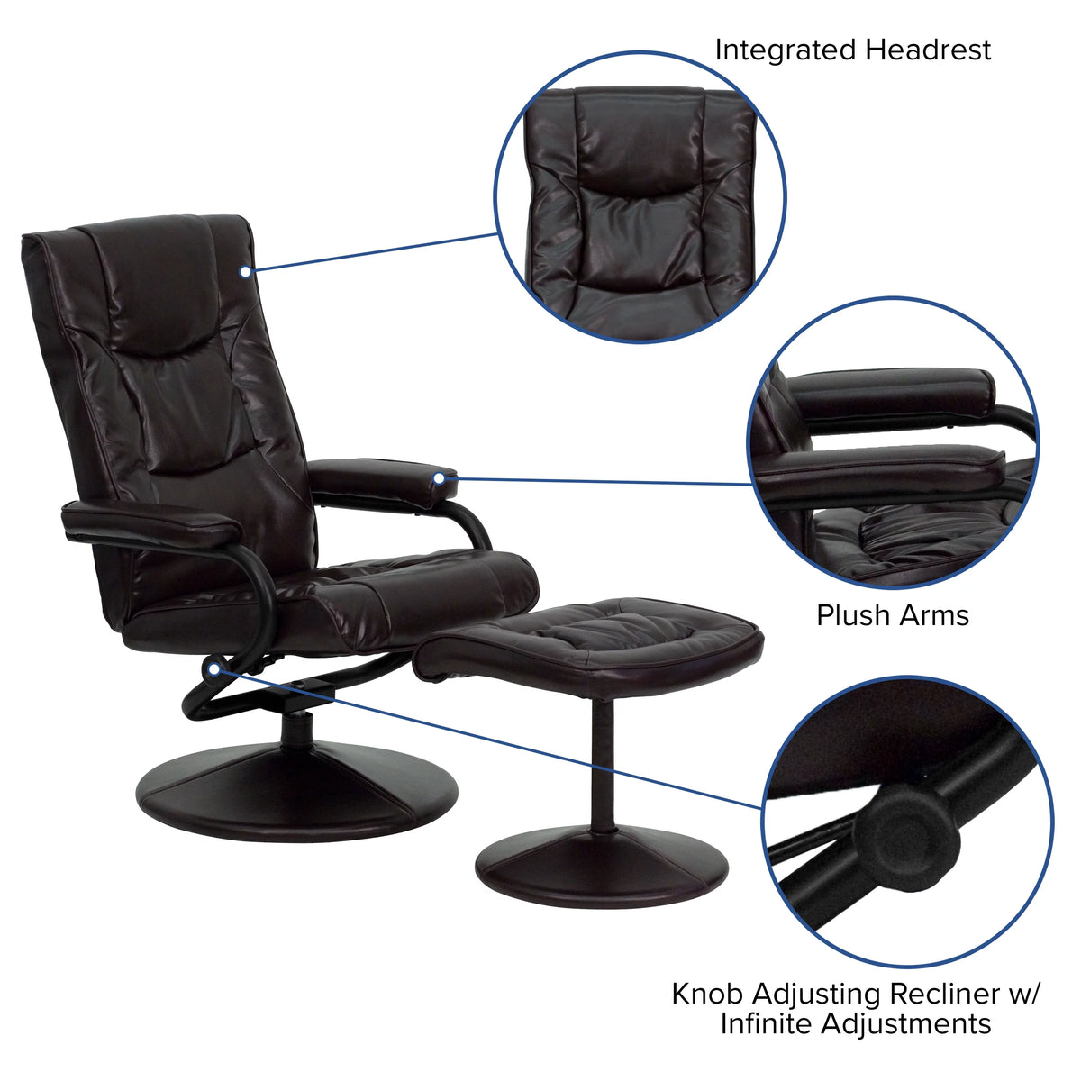 Brown Recliner and Ottoman X232