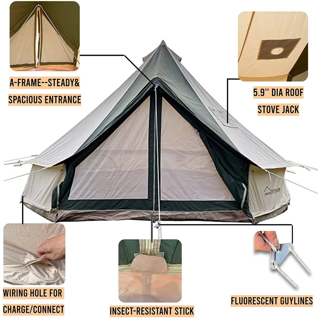 Green Canvas Bell Tent 4 Person 13.2ft Diameter D517
