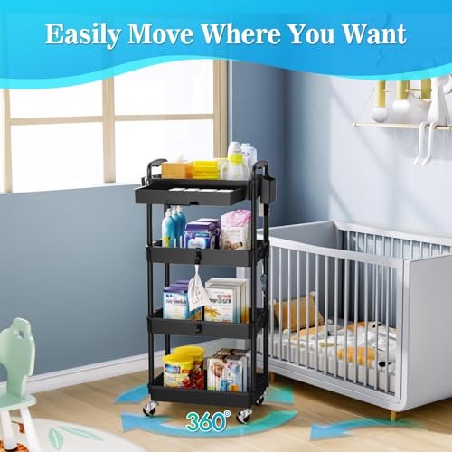 3-Tier Rolling Cart with Drawer & Lockable Wheels Y2227