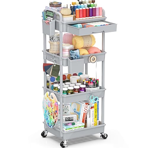 3-Tier Rolling Cart with Drawer & Lockable Wheels Y2227