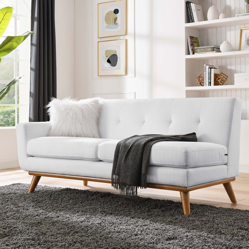 White Upholstered Fabric Loveseat V5545