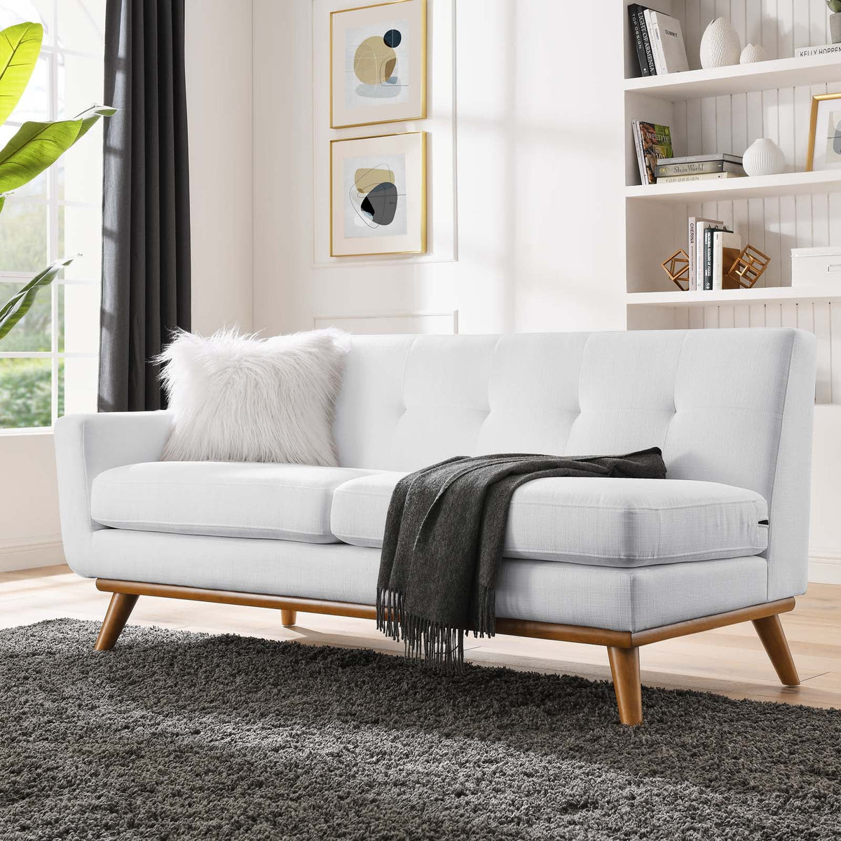 White Upholstered Fabric Loveseat V5545