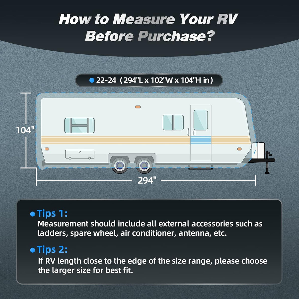 Silver Coating Travel Trailer RV Cover for 27-30 ft P748316