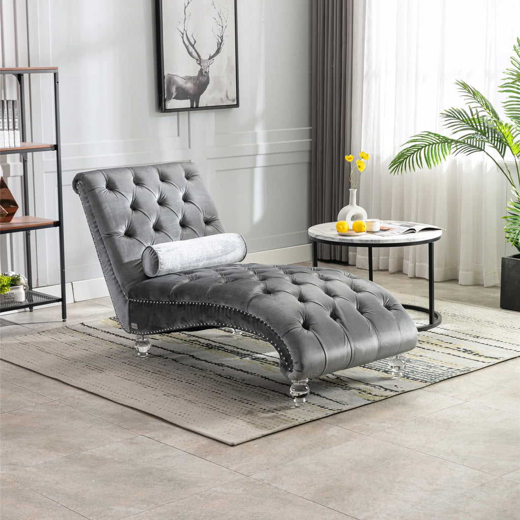 Velvet Recliner Sofa with Acrylic Feet A944875