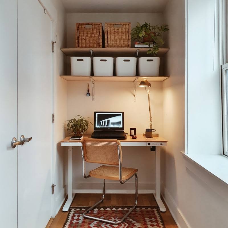 Electric Height Adjustable Standing Desk with Drawer 48 x 24 Inches Red Oak Desktop White Frame U895