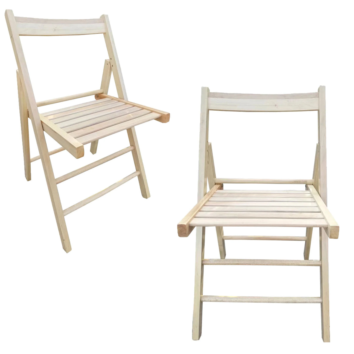 Lightweight Portable Slatted Wood Folding Chair with Backrest and Footrest R778445
