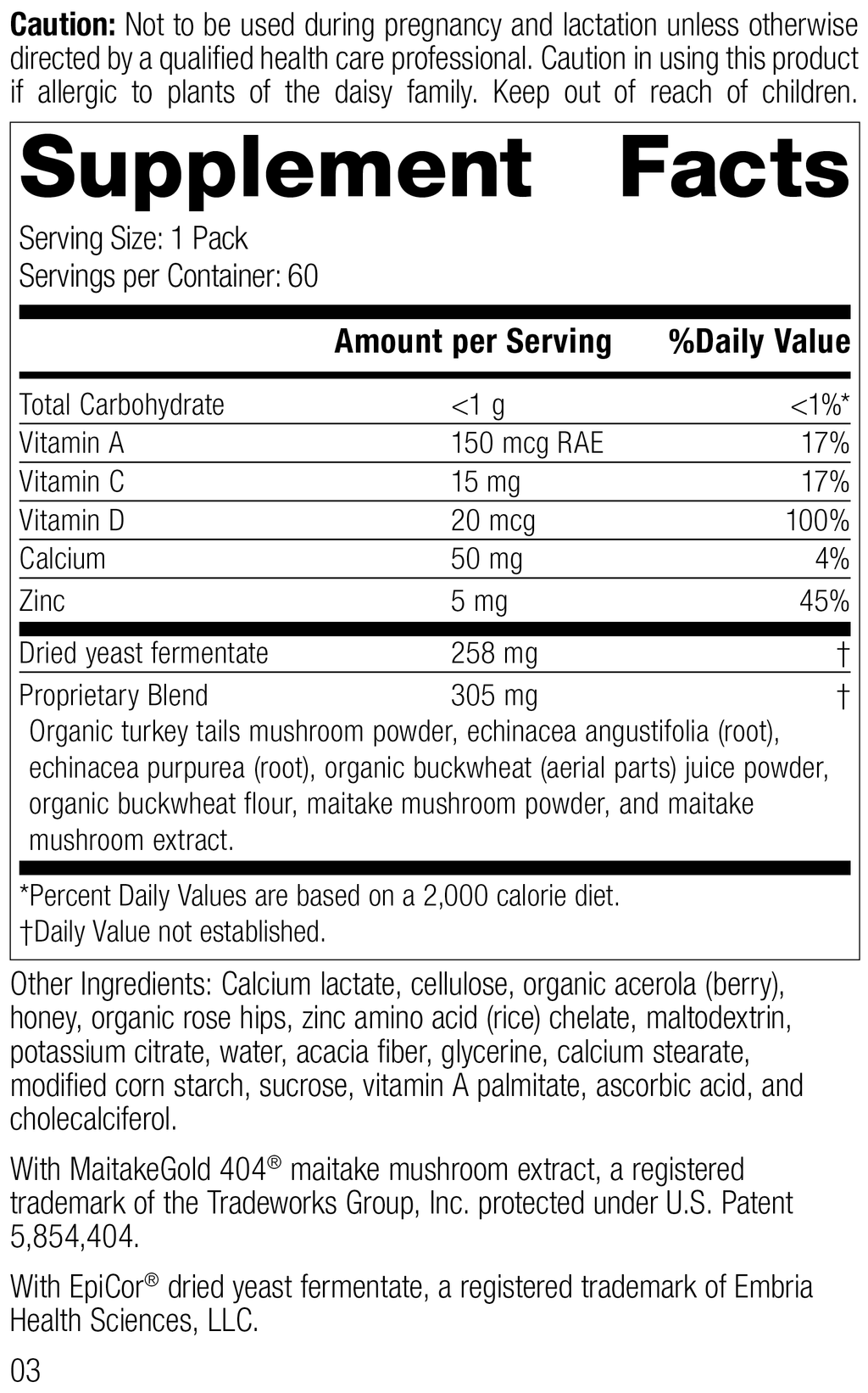 Vegetarian 60 Packs Immune System Health O96665