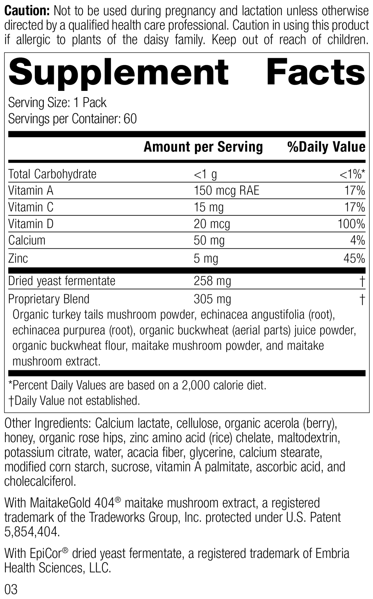 Vegetarian 60 Packs Immune System Health O96665