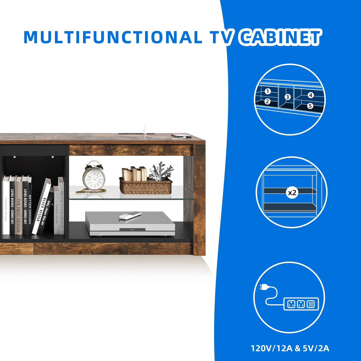 Brown TV Stand with LED Ambient Lights R34182