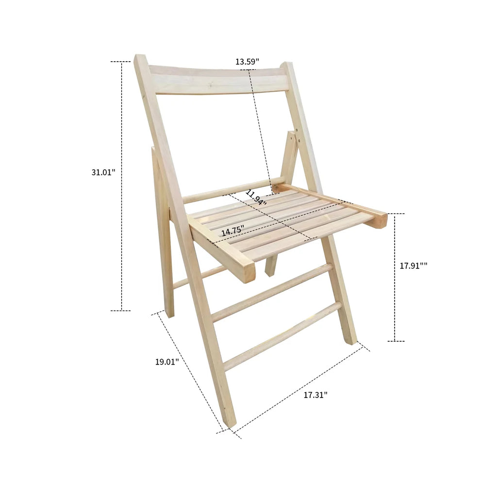 Lightweight Portable Slatted Wood Folding Chair with Backrest and Footrest R778445