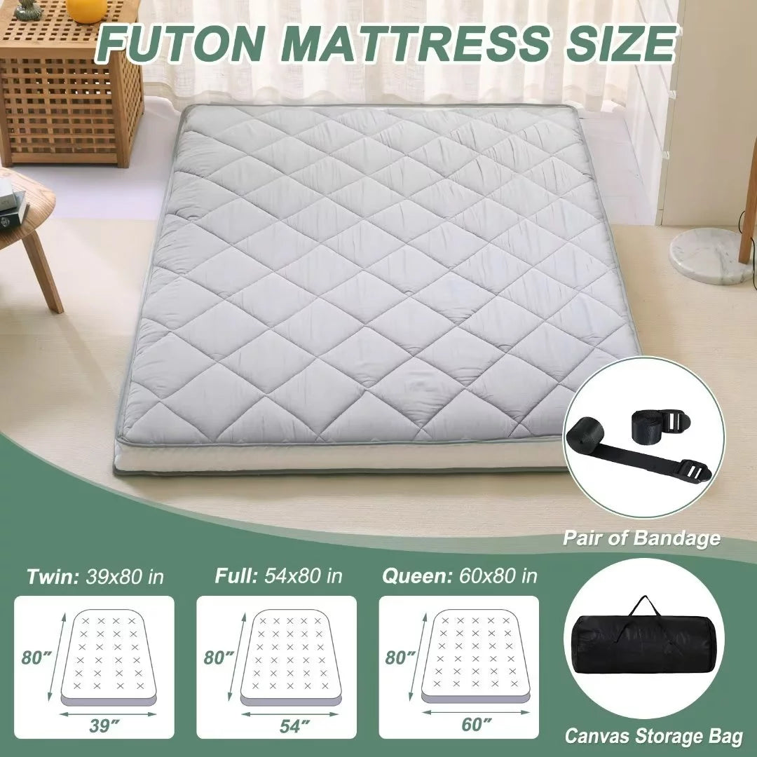 Japanese Floor Mattress Futon Mattress, Foldable Roll Up Mattress, Coffee, Full Size S756