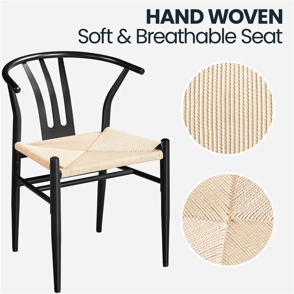 Set of 4 Black Weave Dining Chairs Metal Frame U4286