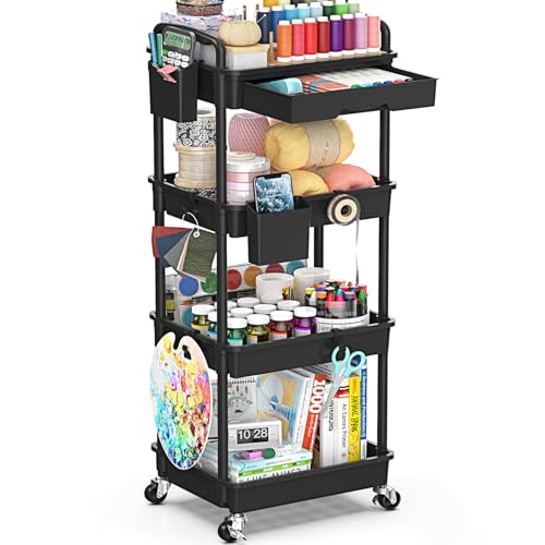 3-Tier Rolling Cart with Drawer & Lockable Wheels Y2227