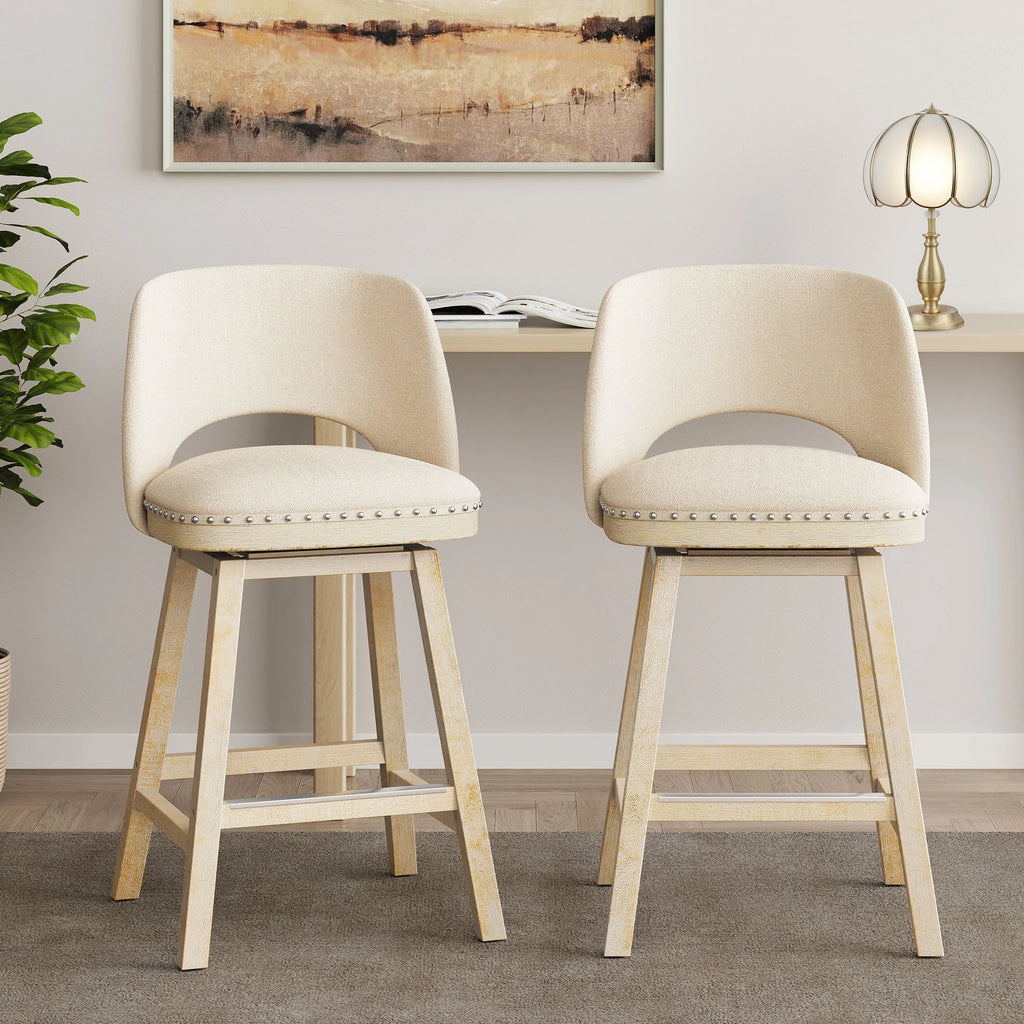 Swivel Counter Stool with Rubber Wood H255586