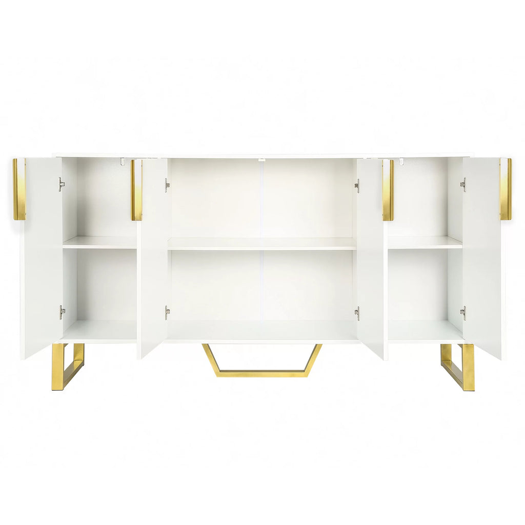 White 4 Door Buffet Sideboard with Metal Legs J19251
